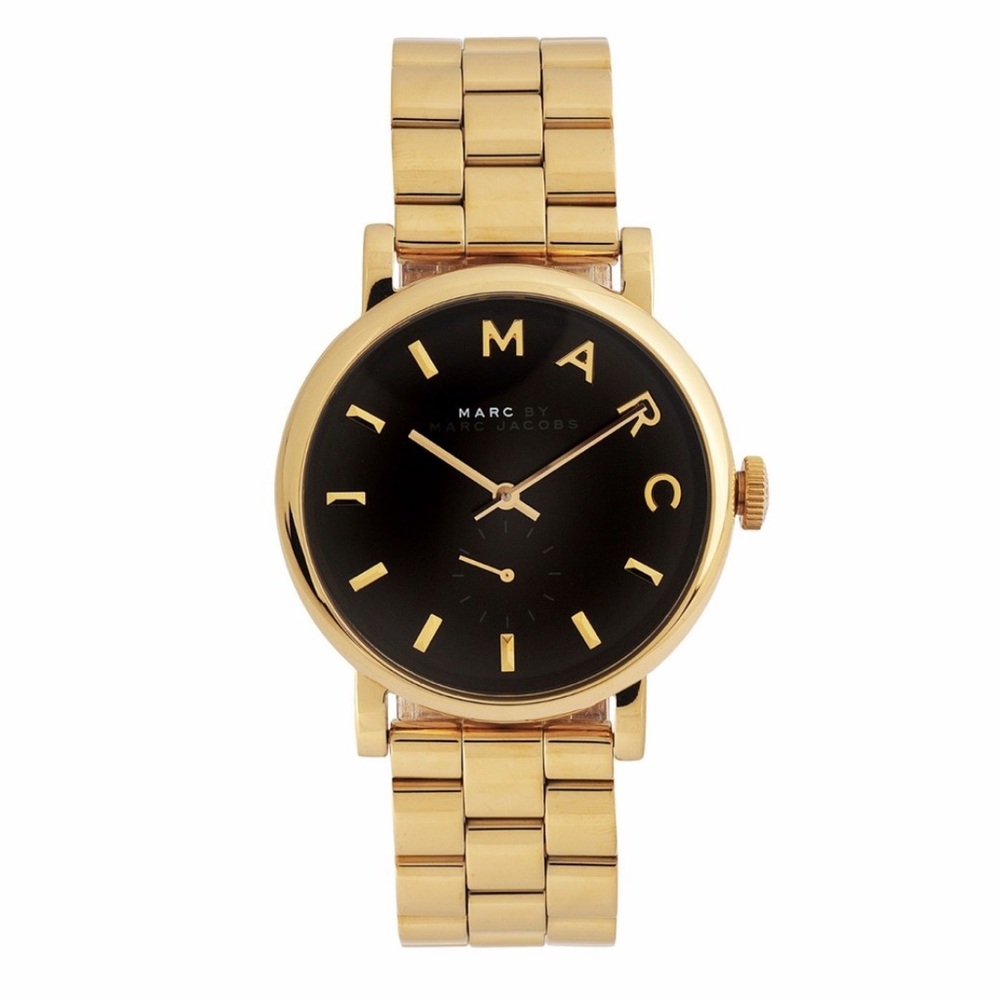 Marc Jacobs Gold Bracelet Watch with Black Dial